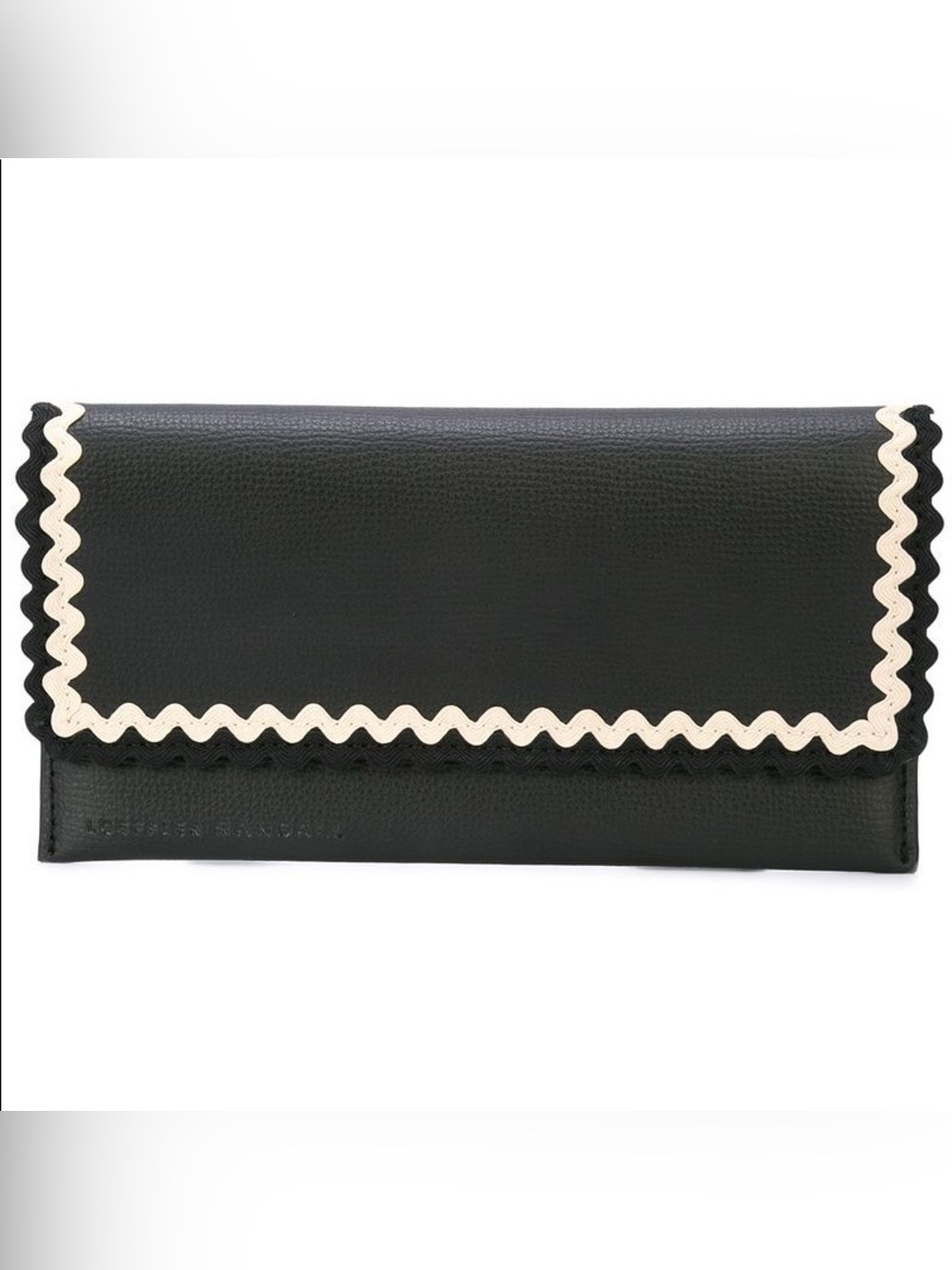 Loeffler Randall Black Leather Everything Continental Wallet Scallop Rickrack